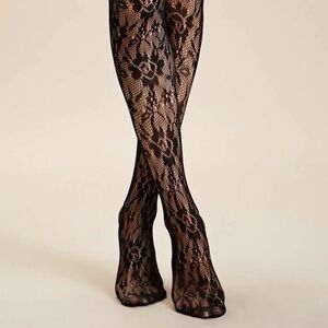 1pair Ditsy Floral Mesh Hollow Out Long Stockings